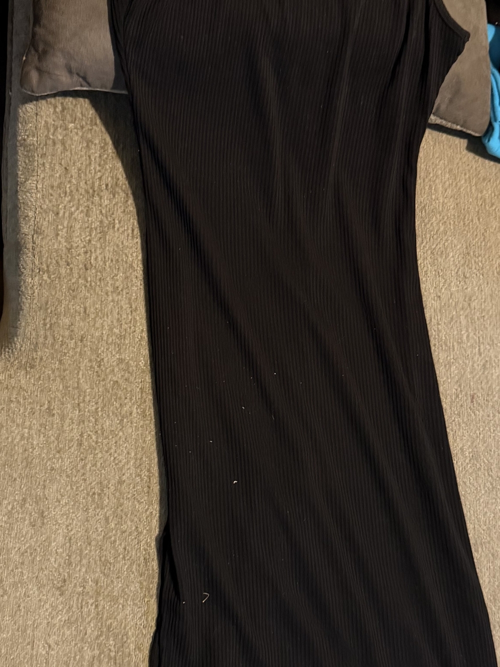 Women's Black Ribbed Sleeveless Dress M